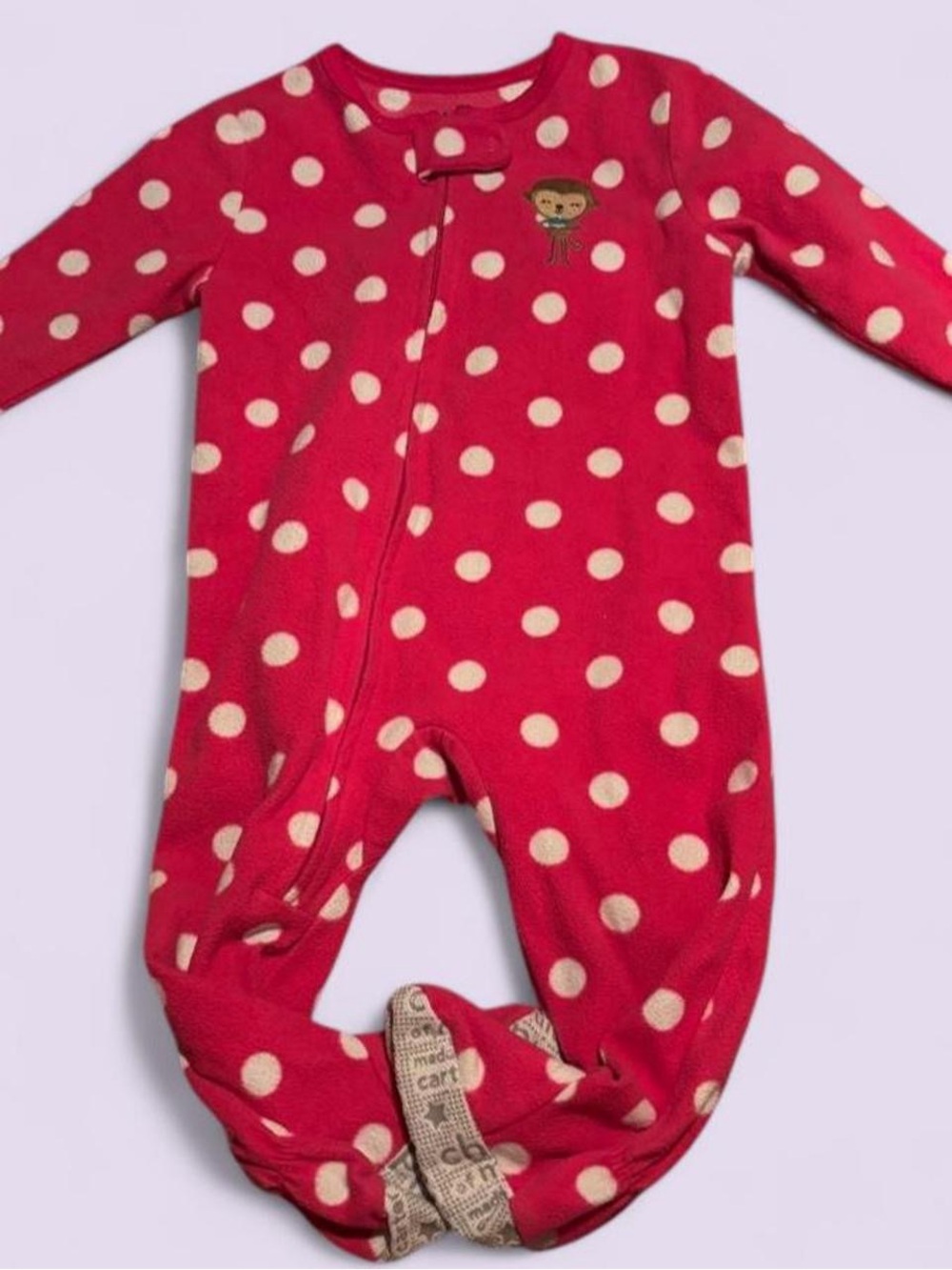 Child of Mine by Carter’s Pink + White Polka-Dot Sleeper| 6–9M.